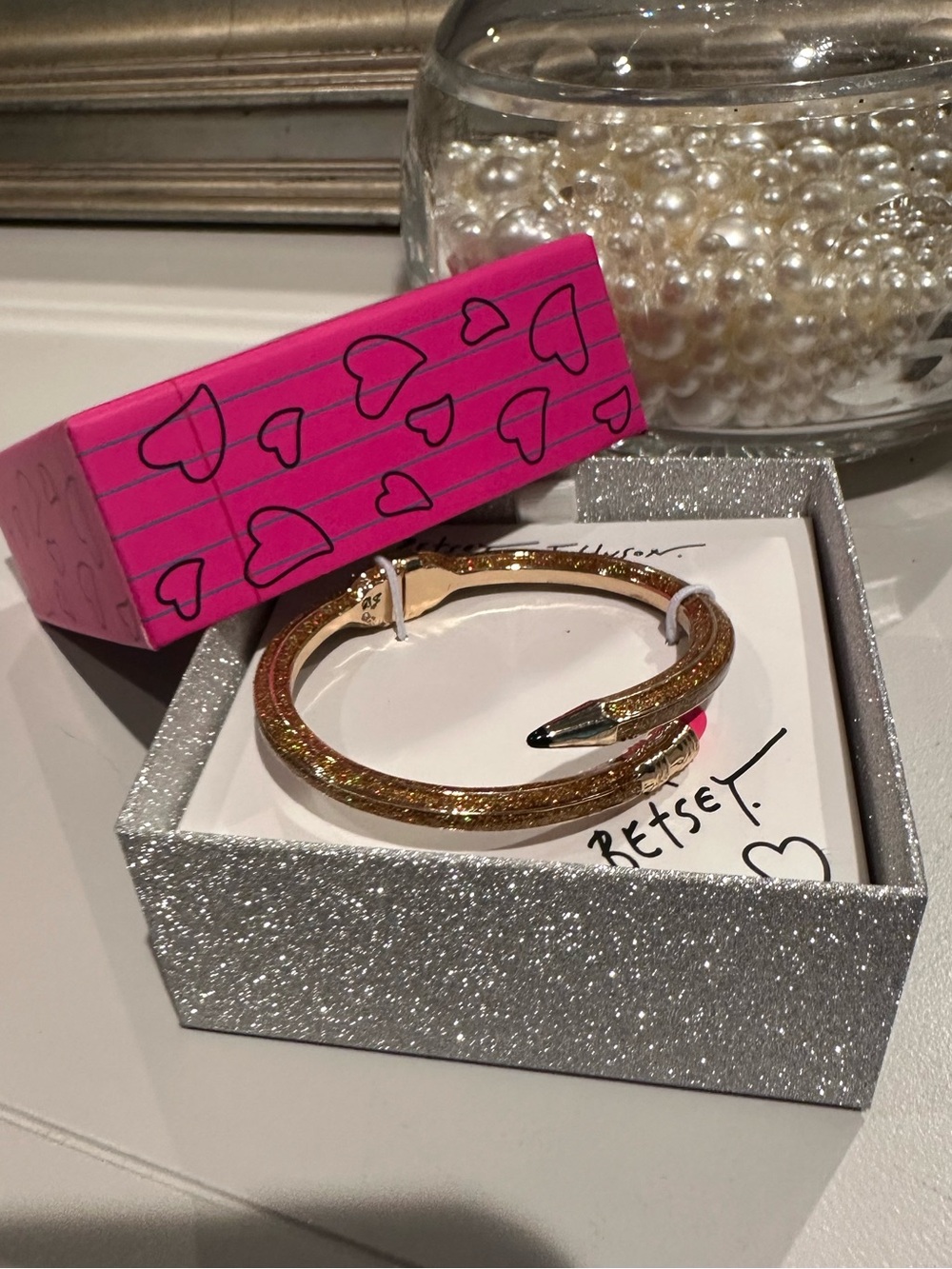 NEW in box Betsey Johnson Glitter Pencil Bracelet